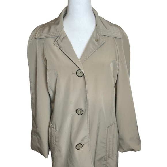 London Fog Women’s Trench Coat Tan Medium 3 Button Spring Rain Casual Neutral - Picture 2 of 13
